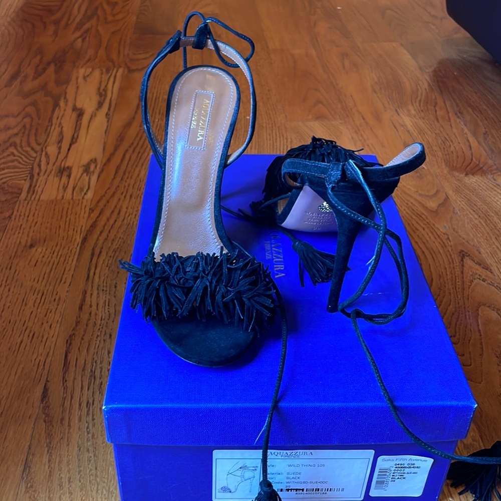 Aquazzura sandals Wild thing 105 sued black. Size 39 new - Picture 2 of 11
